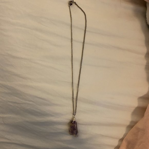 Rough Amethyst Crystal Necklace and Chain - Picture 3 of 3